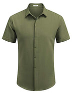 Men's Casual Linen Button-Down Shirt