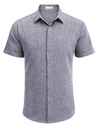 Men's Casual Linen Button-Down Shirt