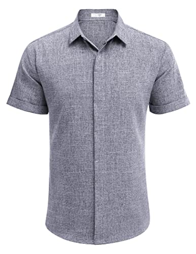 Men's Casual Linen Button-Down Shirt