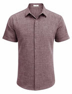 Men's Casual Linen Button-Down Shirt