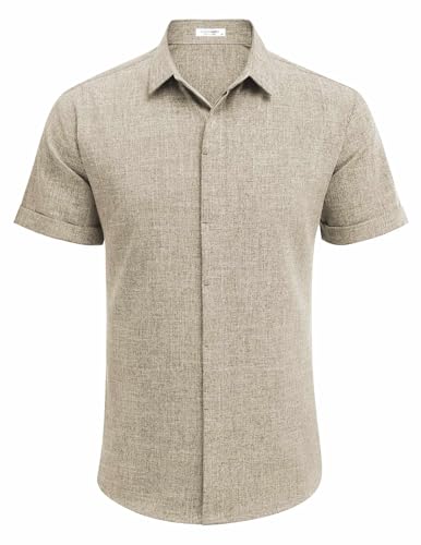 Men's Casual Linen Button-Down Shirt