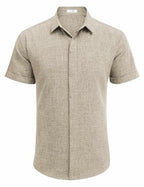 Men's Casual Linen Button-Down Shirt