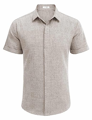Men's Casual Linen Button-Down Shirt