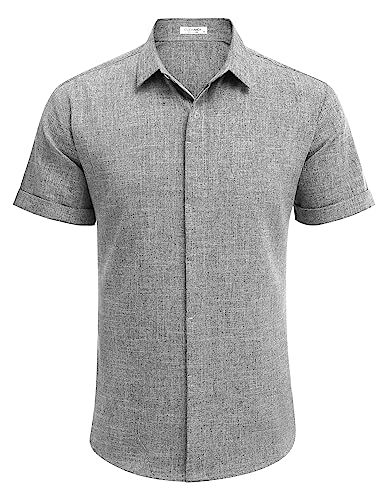 Men's Casual Linen Button-Down Shirt