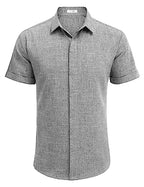 Men's Casual Linen Button-Down Shirt