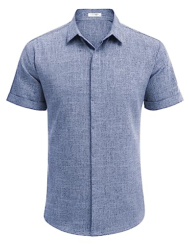 Men's Casual Linen Button-Down Shirt