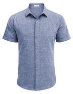 Men's Casual Linen Button-Down Shirt
