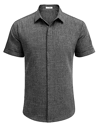 Men's Casual Linen Button-Down Shirt