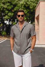Men's Casual Linen Button-Down Shirt