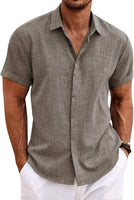 Men's Casual Linen Button-Down Shirt